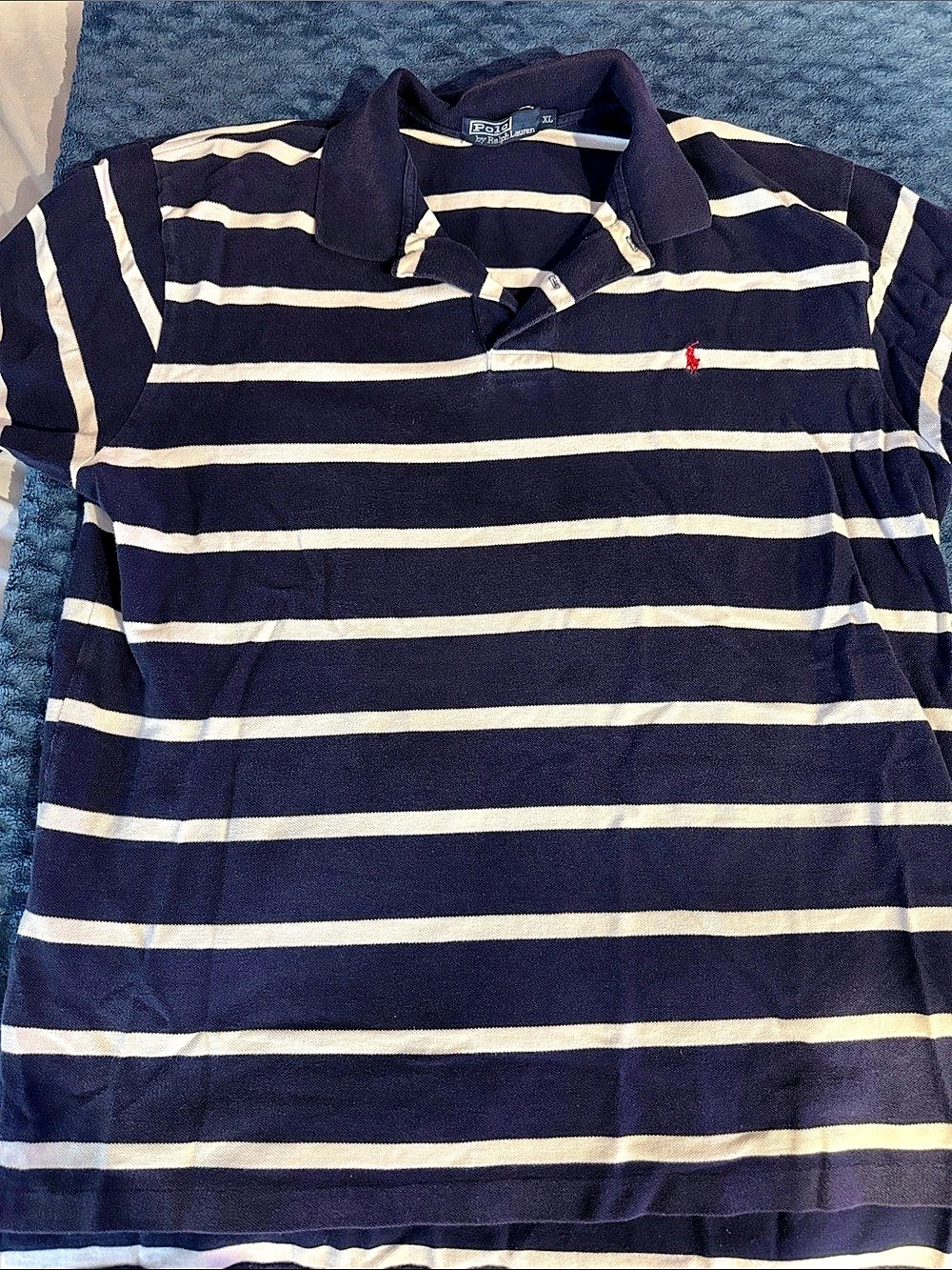 Polo Ralph Lauren Classic Fit Striped Mesh Polo Shirt Striped Polo in Blue &
